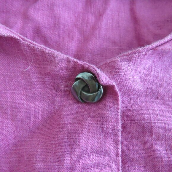 VINTAGE ITEMZ CHRIS BAUMGARTNER 100% Linen Cropped Button Top Pink Lagenlook - Picture 13 of 15